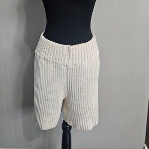 Honest Cotton Knitted Shorts Above Knees. Cream Color, Size/ One Size
